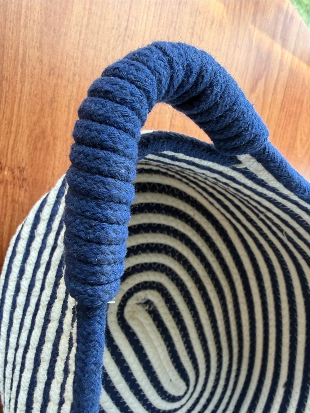 Striped Rope Storage Basket - Navy and White
